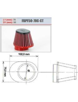 Conical BMC carbu filter, central carbon, Diam 50mm