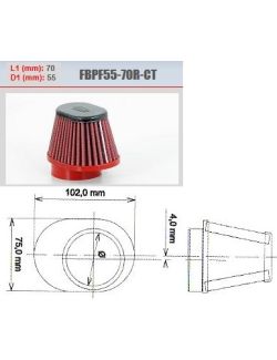 Conisch luchtfilter carburator motor BMC carbon recht 55 mm