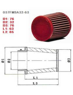 Conisch luchtfilter motorfiets BMC Single Air Diam 32mm