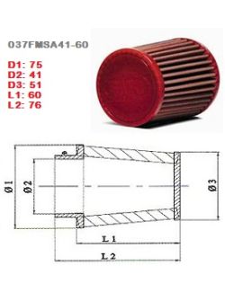 Conisch luchtfilter motorfiets BMC Single Air Diam 41mm